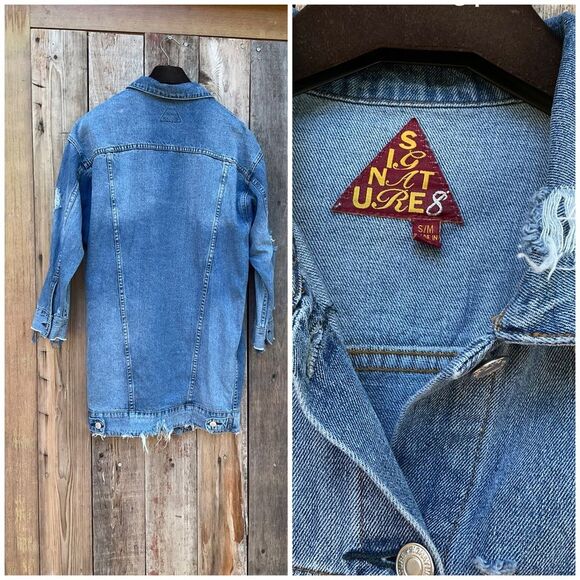 Distressed Denim Jacket Small/Medium - Picture 6 of 12